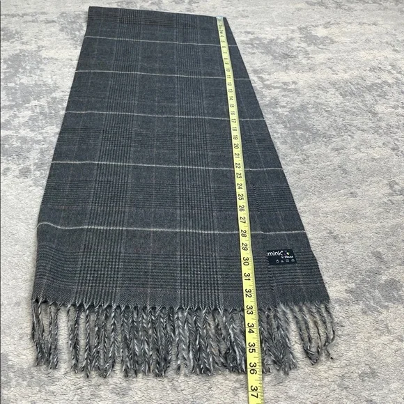 New Cashmink V Fraas Soft Acrylic Scarf Plaid Check Gray Fringe - Picture 5 of 6